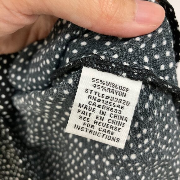 Habitat Large Black White Polka Dot Ultra Soft Tiered Ruffle Hem Button Down - Picture 8 of 10